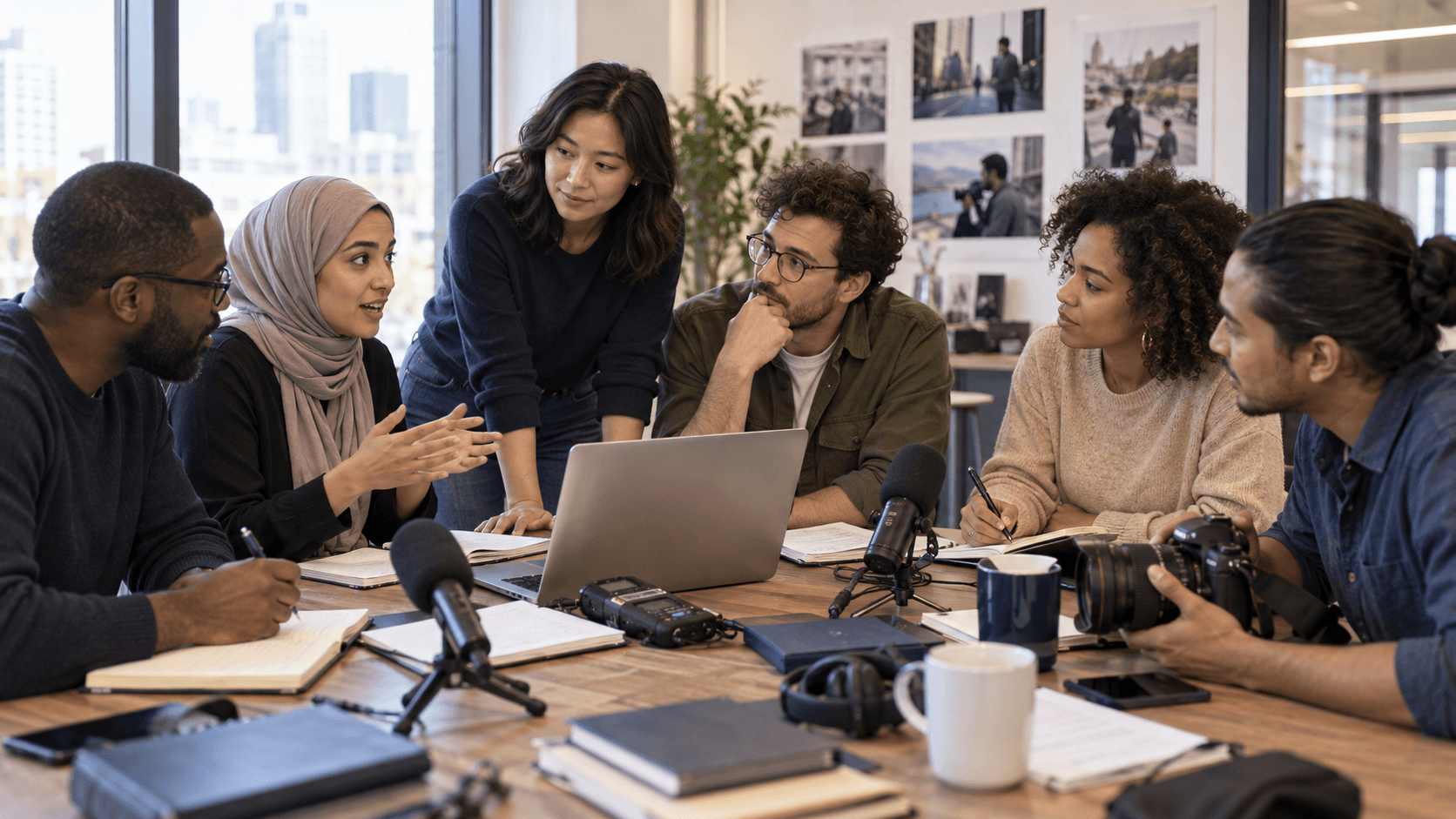 Atelier de journalisme réunissant des professionnels aux profils et carnations variés